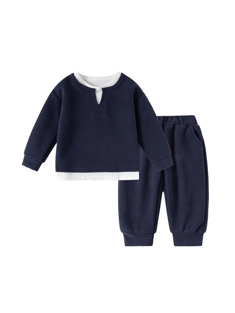Boys' Spring Two-Piece Outfit: Hoodie and Long Pants Set for Kids