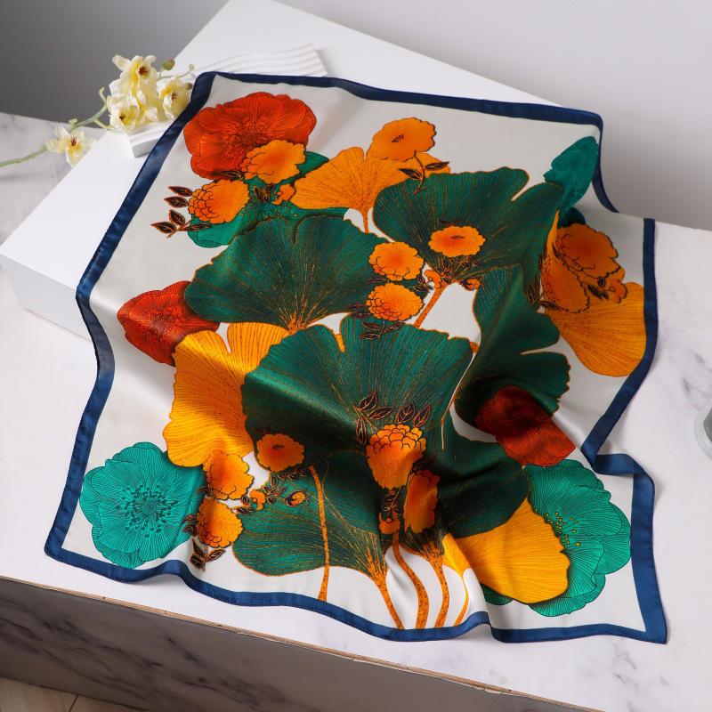 Шелковый женский квадратный шарф - Китайский стиль платок на голову для весны, лета, осени - Защита шеи и согревающий - Элегантный тонкий стиль для мамы