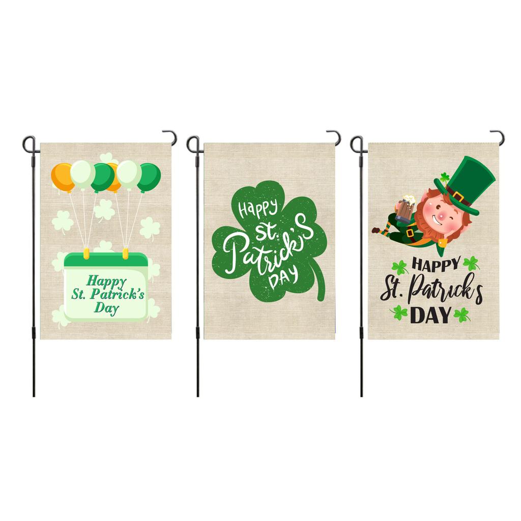 St Patricks Day Flag Double Sided Fade Resistant Polyester Leaf Garden Flag for Lawn Courtyard Party