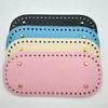 DIY Hand Stitched Woven Bag Pu Oval Shape with Holes Rivet Bottom Accessories