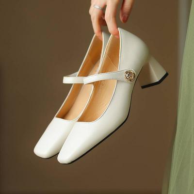 Обувь Мэри Джейн на массивном высоком каблуке с квадратным носком из овечьей кожи, весенне-летняя обувь Мэри Джейн, винтажные женские туфли-лодочки больших размеров