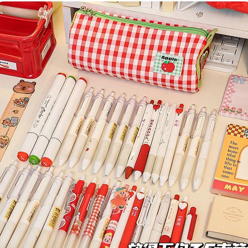 Футляр для ручек с вышивкой в виде рулета, сумка для хранения на столе, сумка для ручек в клетку, сумка для хранения канцелярских принадлежностей для студентов