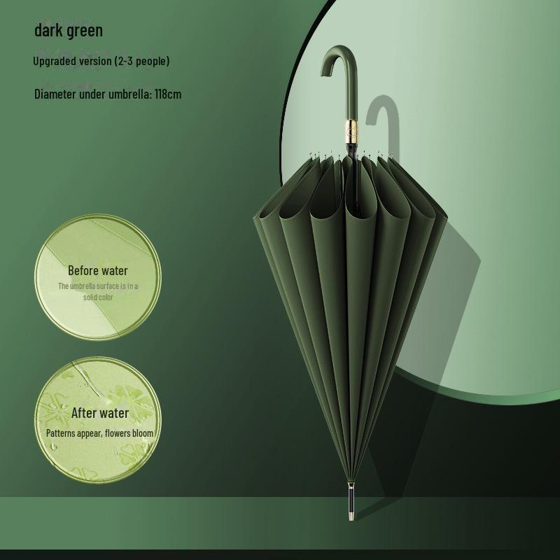 Водонепроницаемый автоматический зонт большого размера с 16 спицами и изогнутой ручкой для мужчин и женщин