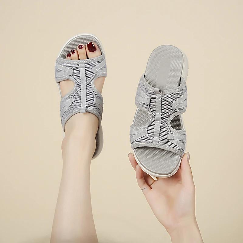 Модная распродажа женской обуви 2024 года, летние дышащие сетчатые повседневные женские тапочки, легкие удобные женские спортивные сандалии для отдыха на открытом воздухе