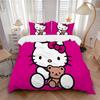 Hello Kitty Teddy Bear Print 3Pcs Bedding Setduvet Cover With 2 Bedropillowcase Home Birthday Gift
