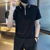 Новая американская простая футболка-поло с коротким рукавом мужская в гонконгском стиле свободная высококачественная в легком зрелом стиле ретро топ с лацканами