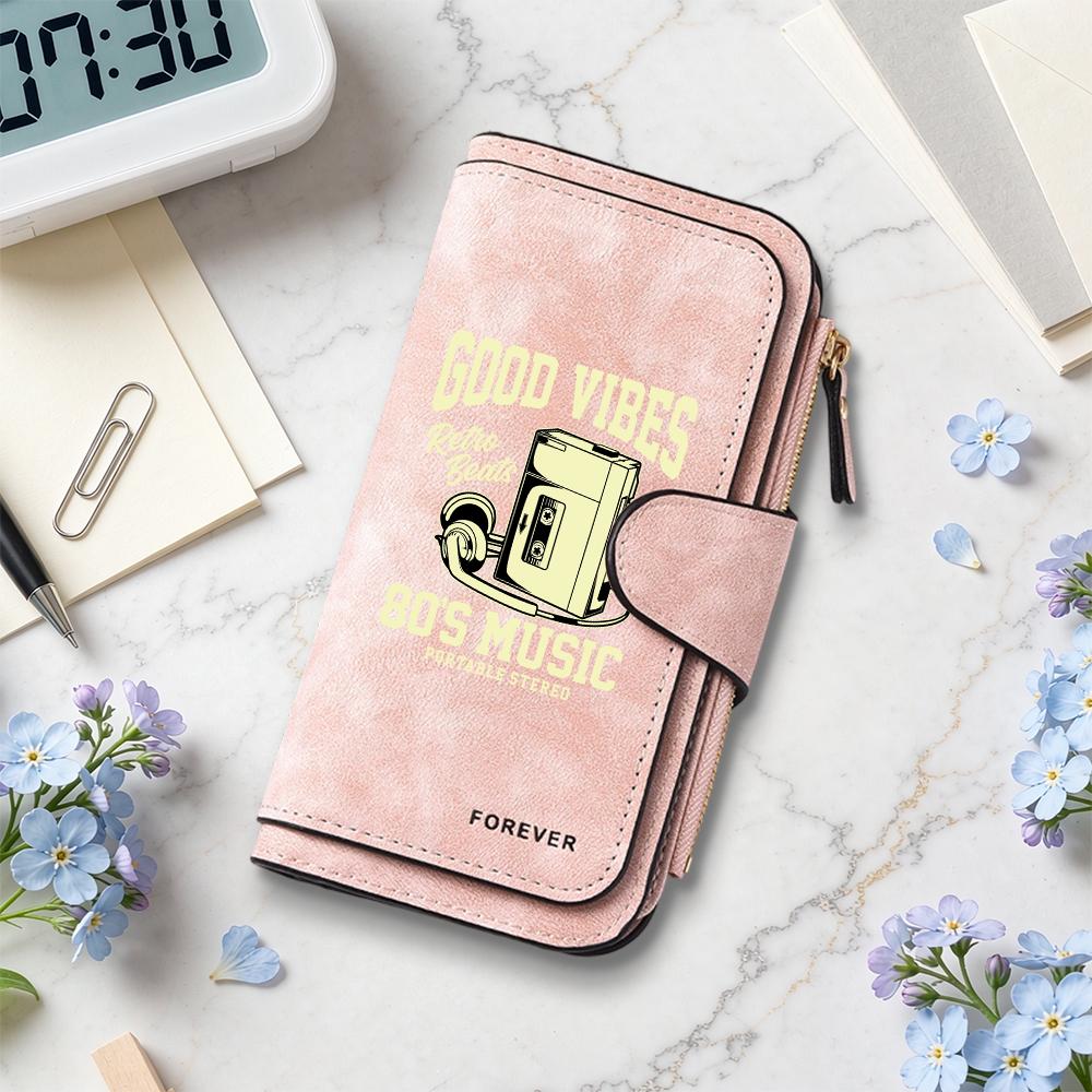 Retro Good Vibes Music Wallet Portable Stereo Purse Forever Fashion Long Card Holder