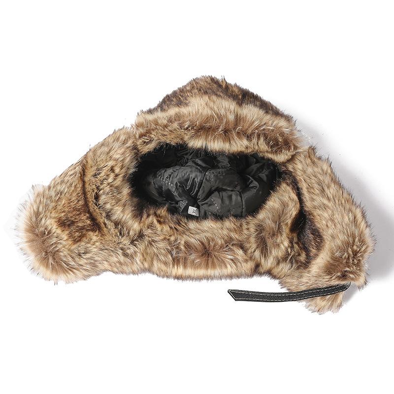 Winter Thickened Thunderbolt Hat Leather Ear Protection Cycling Cap Men's Winter Hat Leather Cap Wind and Snow Cap