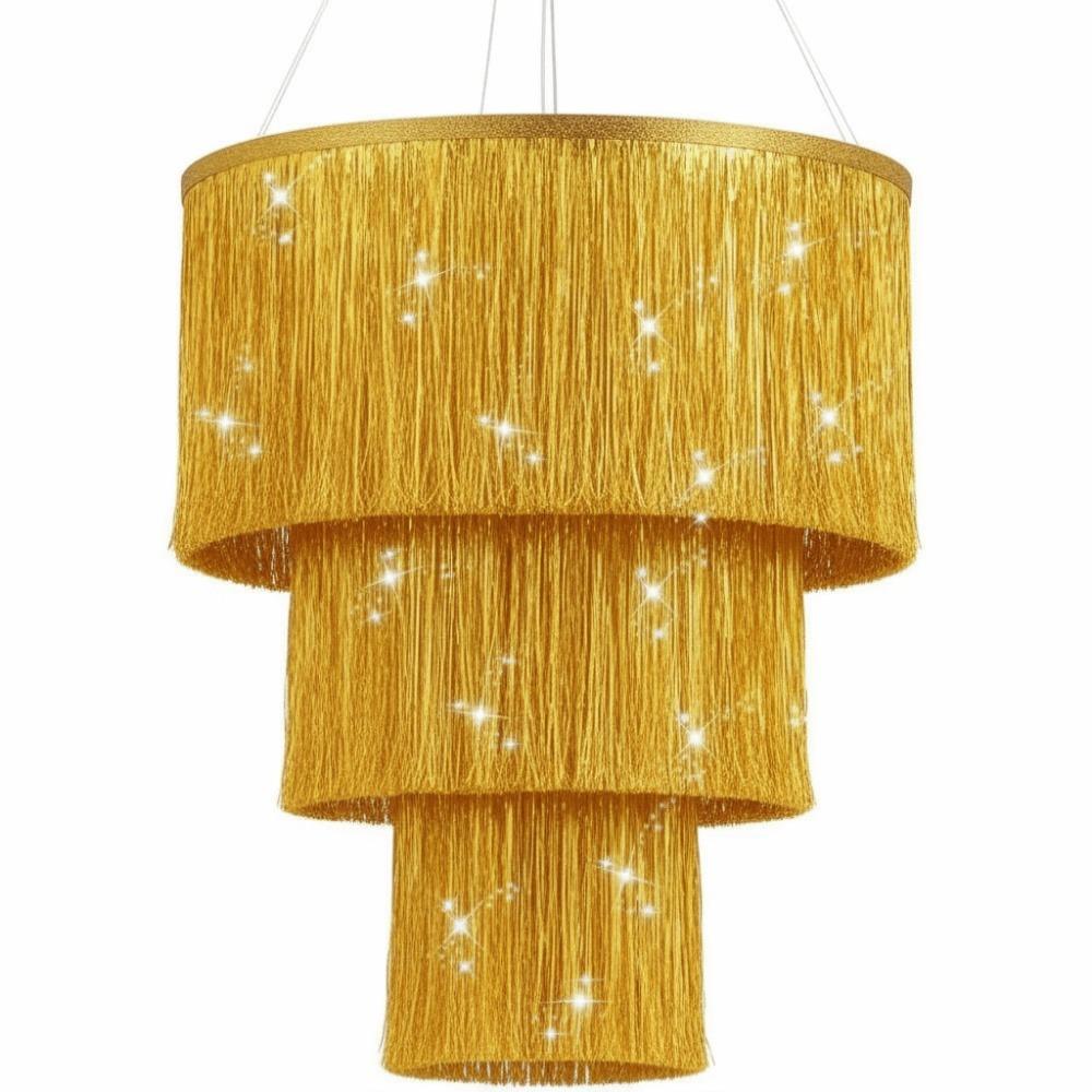 3-Tier Pendant Light Ornament Hand Woven Stage Decoration Tassel Ornament  Hotel Decorations