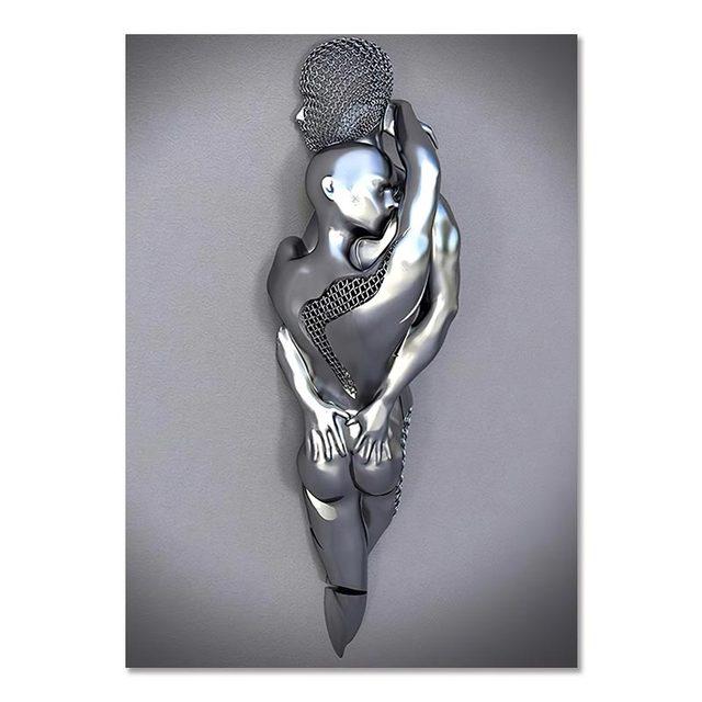 Frame Metal Figure Statue Canvas Painting Romantic Abstract Posters Prints Wall Art Pictures Modern Living Room Decorations