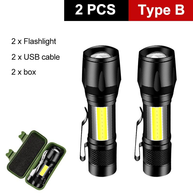 XPQ5 Мини Портативный Мини Фонарик USB Зарядка Телескопический Зум Фонарик T6 Держатель для Ручки Рабочий Свет Свет для Кемпинга с COB Боковым Светом