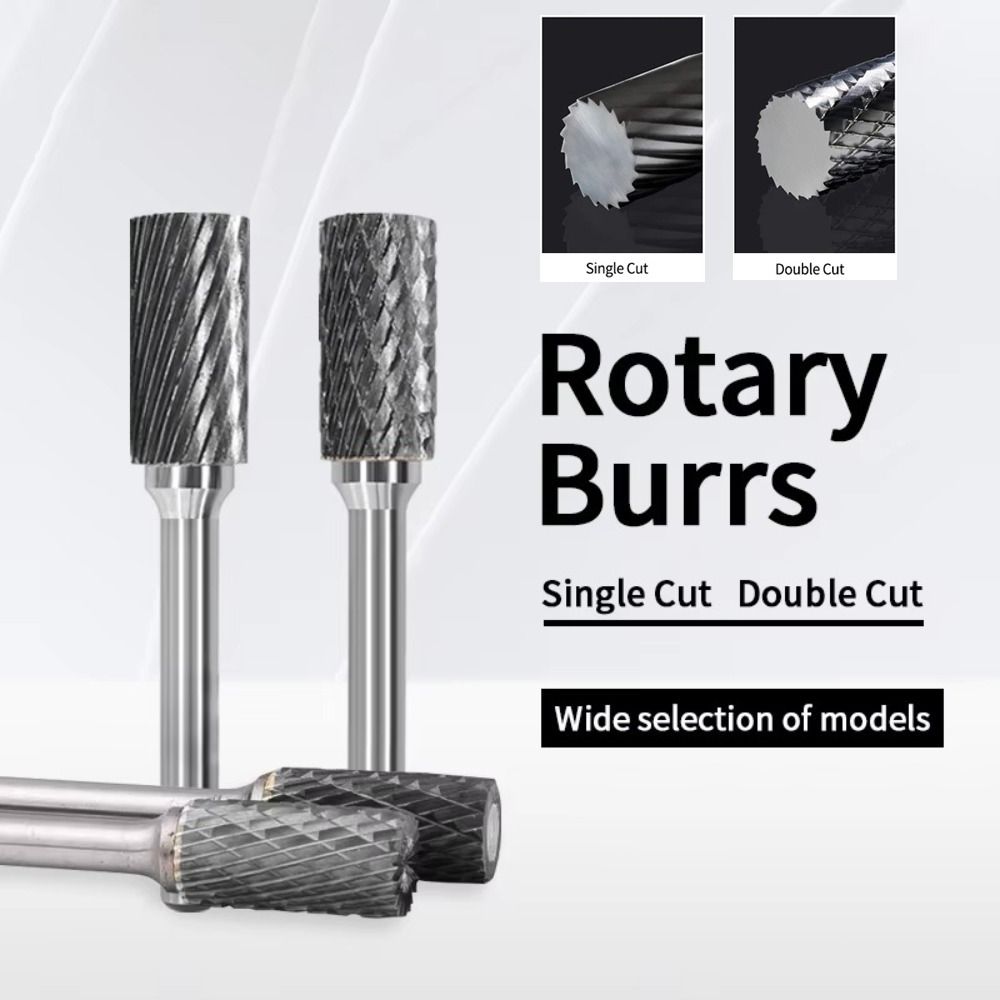 Cylindrical Type Rotary Burrs 6mm/8mm/10mm Tungsten Steel Grinding Head Engraving Bits