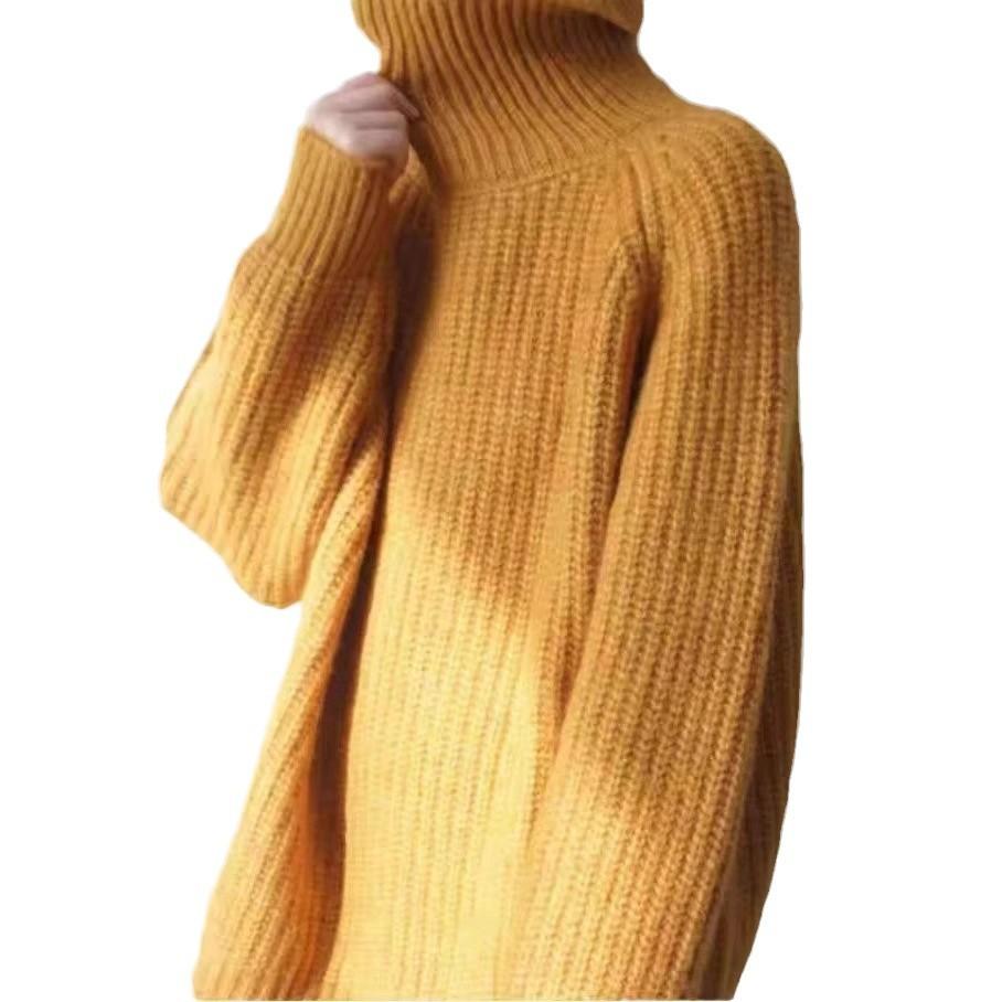 Водолазка женская свободная ленивая универсальная модная повседневная пуловер толстый свитер крупной вязки, стройнящий