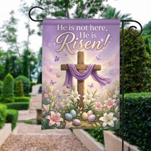 He Is Risen Easter Jesus Empty Tomb ag Faith Cross Garden Outdoor Banner Decor XXM