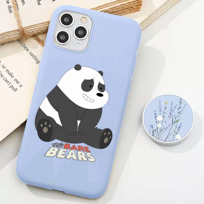 Чехол для телефона с изображением мультяшного аниме-медведя для iPhone 11 12 13 Mini Pro Xs Max 8 7 6 6S Plus X XR Solid Candy Color Case