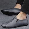 Мужская повседневная обувь из натуральной кожи, мягкие мужские мокасины ручной работы, простые мокасины, дышащие, черные туфли для вождения, туфли-лодочки