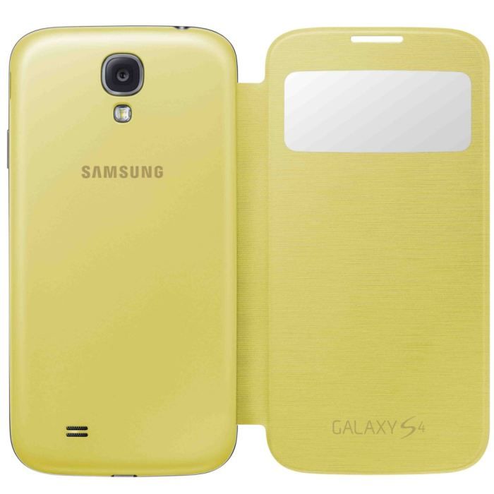 Etui à rabat - SAMSUNG - Galaxy S4 I9500 - Jaune - Semi-rigide - Accès direct fonctions