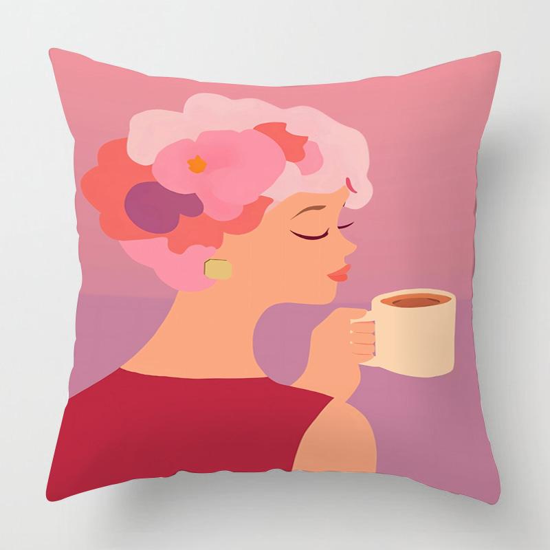 Винтажная наволочка с иллюстрацией фигуры 45x 45см, декоративная наволочка для подушки для спальни, дивана, универсальная для четырех сезонов, разнообразие по желанию
