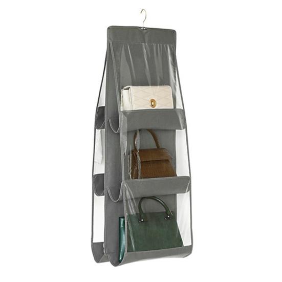 Подвесной органайзер для сумок, сумка для хранения кошельков с прозрачным окном, 6 карманов, органайзер для кошельков в шкаф для компактного хранения