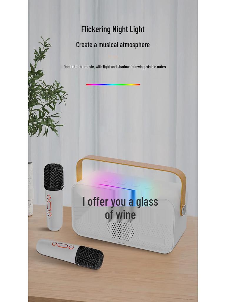 Караоке Y8 Портативная беспроводная Bluetooth-колонка с микрофоном и дисплеем текста для детей