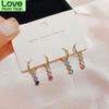 New Fashion Rainbow Colorful Cubic Zircon Hoop Earrings Set Fashion 4 -Piece Ear Sets Jewelry For Women Party Gifts