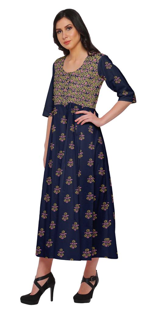 Moomaya A-LineA  KurtisA  For Women Printed LongA  KurtiA  Dress Indian Top For