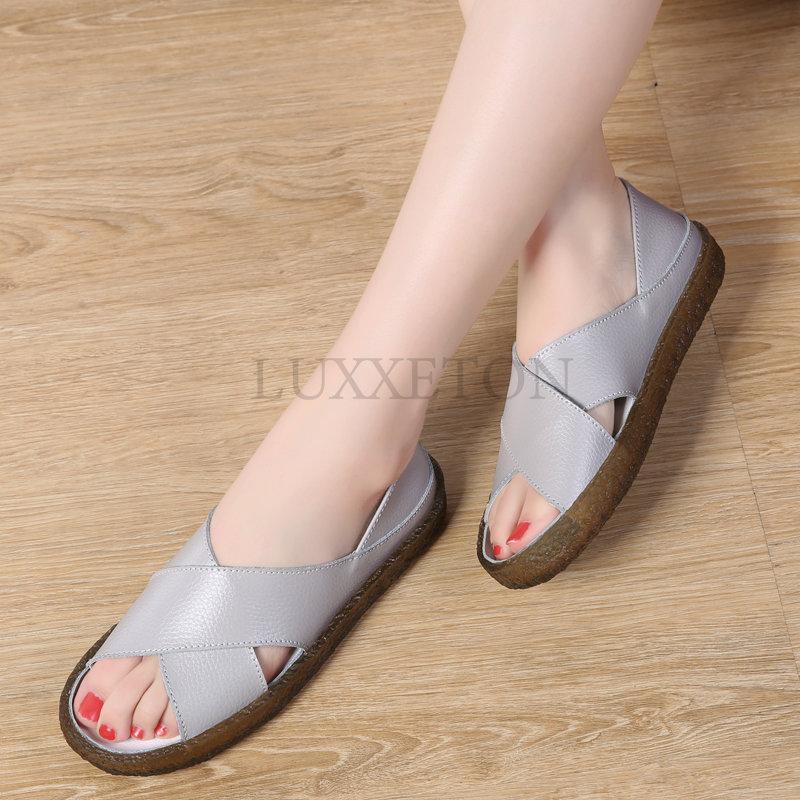 Большие размеры 35-44, женские сандалии из натуральной кожи с открытым носком, Sandalia Feminina, модные летние удобные туфли-оксфорды для женщин