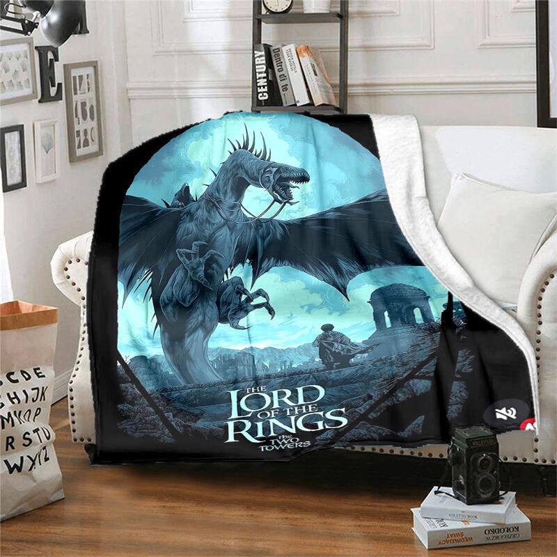 1pc Dragon vs. Man: The Lord of the Rings Cartoon Blanket,Portable Throw for Travel & Camping, All Season Cozy Blanket,Ideal Gift