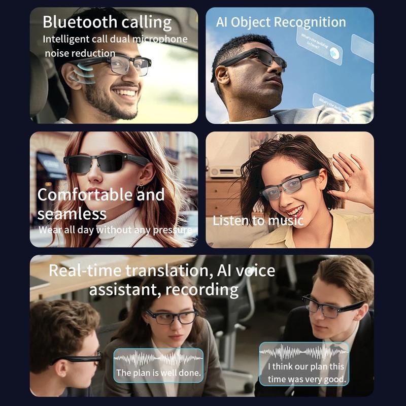 HD 800 Мп ИИ Умные Очки Фотохромные Чат GPT Камера Bluetooth Звонок Голосовой Помощник Музыкальный Плеер Перевод Полуободковые Защита от УФ Унисекс
