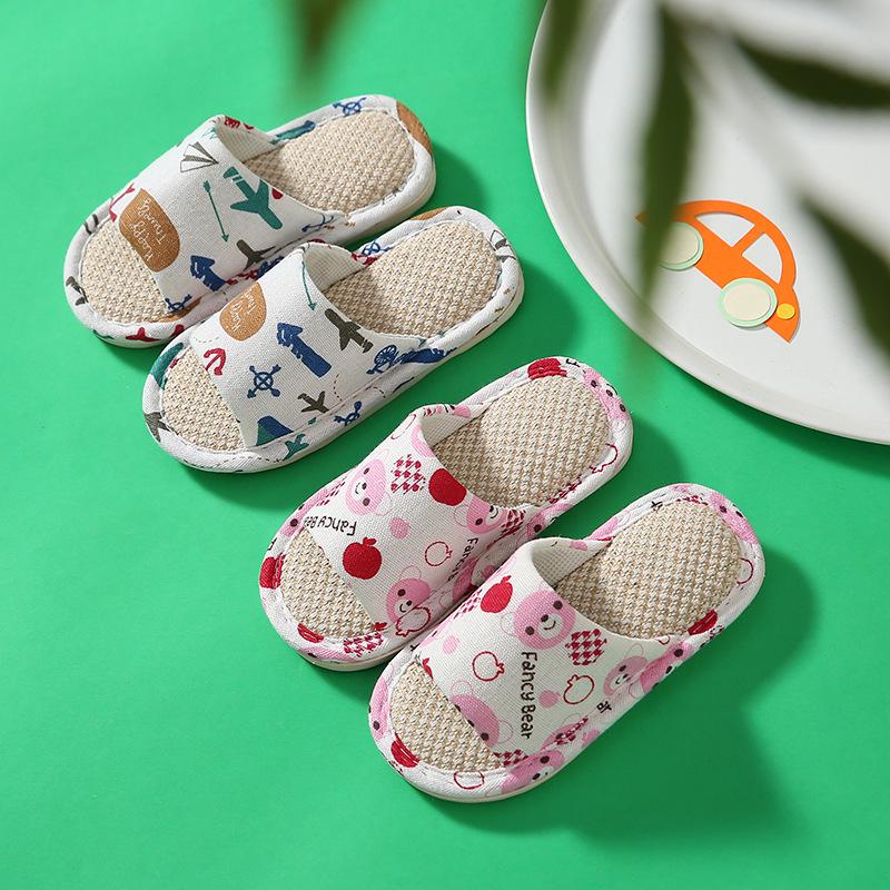 Kids' Soft, Non-Slip Indoor Slippers - Linen and Cotton for Spring & Summer
