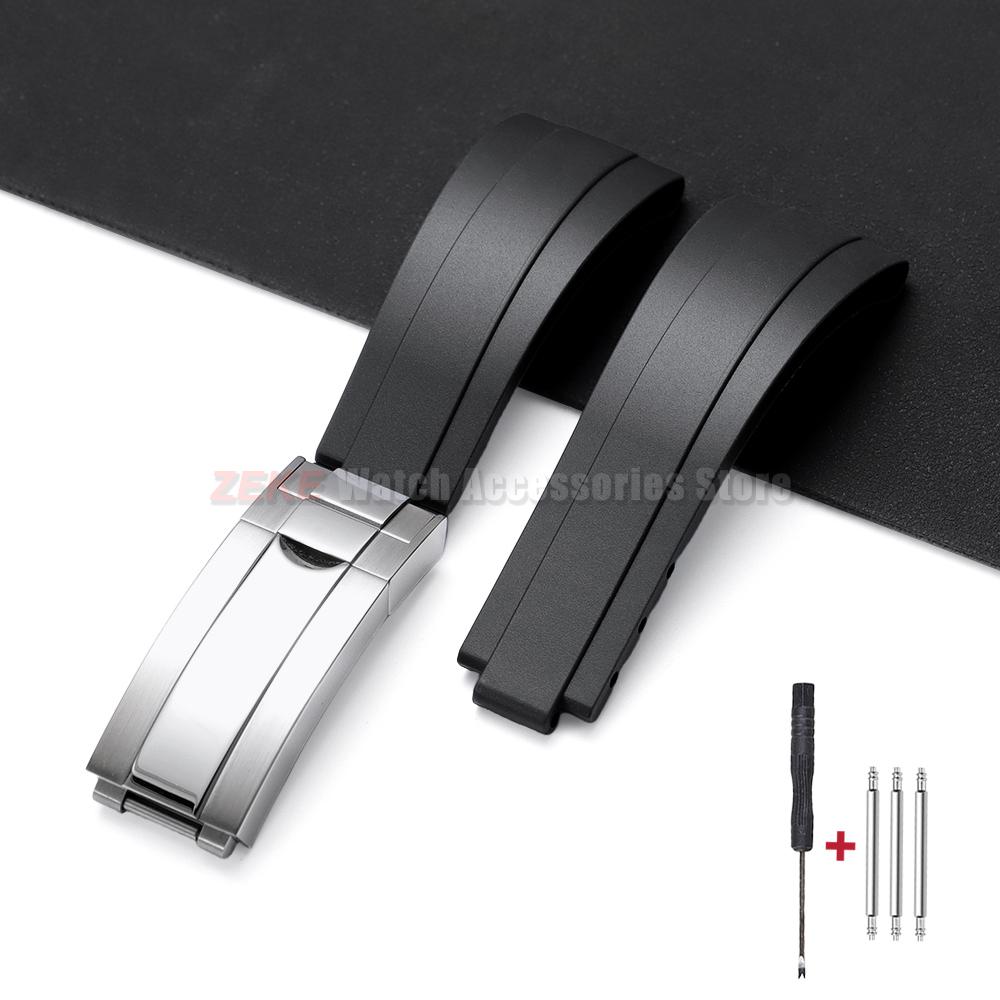 Резиновый ремешок для часов 20 мм для Rolex для Water Ghost для GMT для Daytona Водонепроницаемый силиконовый браслет Складная застежка Браслет Ремешок