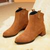 Заостренный толстый каблук западные ковбойские короткие ботинки женские 2025 осень и зима новые ретро матовые европейские и американские большого размера ботинки Мартин