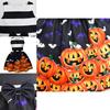 Smiling Pumpkin Print Girl Dress With Ruffle Aline For Toddlers