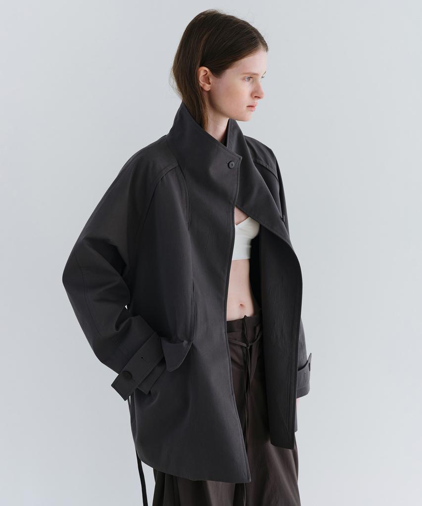 AUBOUR Vent Half Trench Coat (Charcoal)