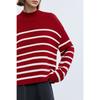 LILY semi high neck pullover red knitted sweater