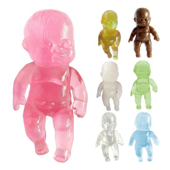 Transparent Babies Stress Relief Toy Slow Rising Anxiety Relieving Mini Baby Squeeze Toy Soft Stretchy Relaxation Stress Ball Fidget Toy