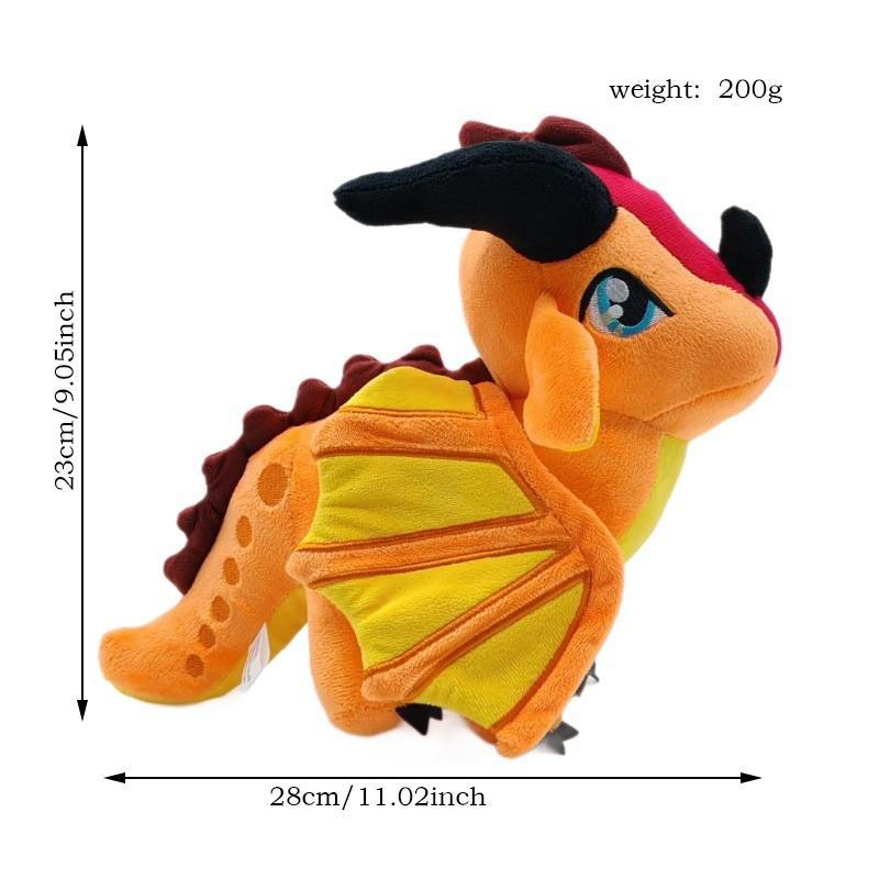 Wings Of Fire Orange Dragon Plush Toy Soft Stuffed Animal Cute Companion Gift For Kids Boys Girls Room Decor