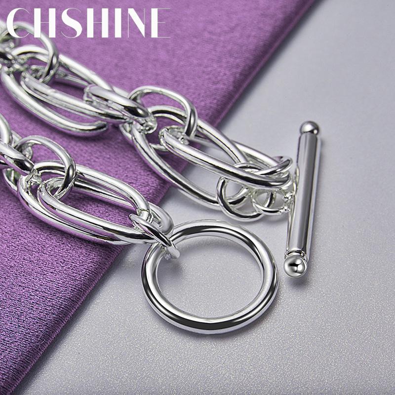 CHSHINE 925 стерлингового серебра двойной браслет-цепочка для женщин модные ювелирные изделия с подвесками