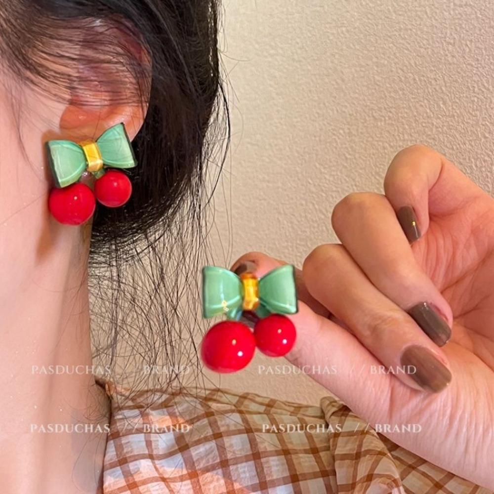 Серьги-гвоздики с вишней, серьги-подвески с жемчугом 2024, висячие серьги, для девочки