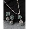 ZENEME Rhodium-Plated Silver Toned Cubic Zirconia Studded Floral Shaped Cute Pendant with Earrings Jewellery