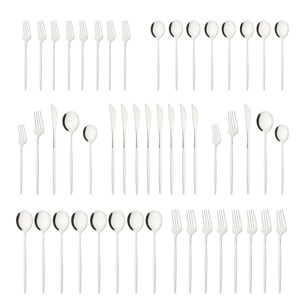 10 человек, черные, серебряные столовые приборы, набор столовых приборов, нож, десертная вилка, ложка, столовая посуда, набор посуды из нержавеющей стали, вечерние кухонные инструменты