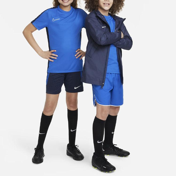 Nike Спортивная футболка Dri-FIT Academy 23 Color Block с вышитым логотипом и круглым вырезом, детские топы, синяя DX5482-463