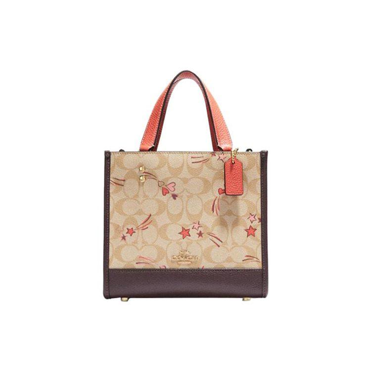 COACH Dempsey PVC Tote Bag, Shopping Bag, Crossbody Bag, Shoulder Bag, Handbag Small Women's Dark Brown & Khaki CJ646-IMOT4
