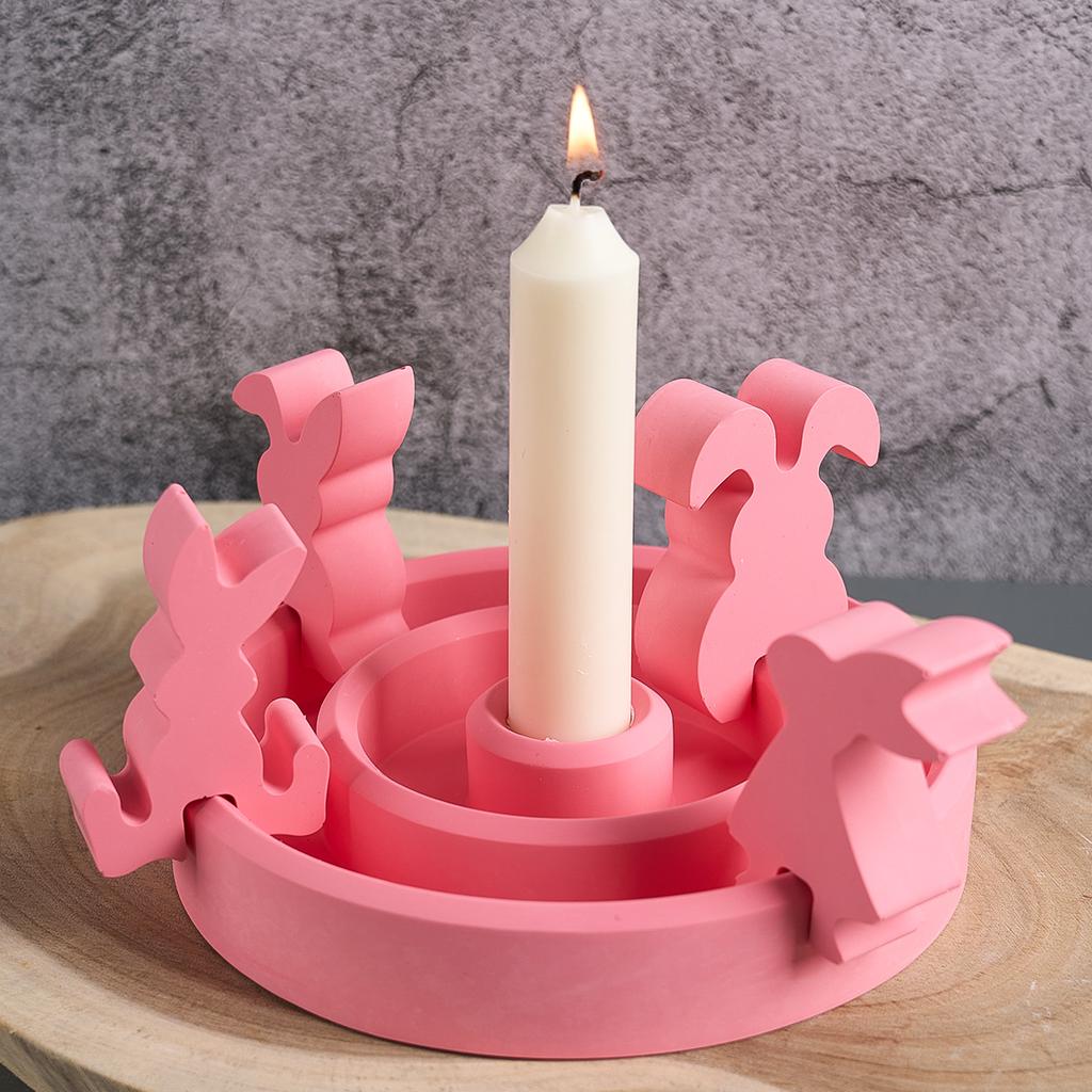 Angel Bunny Decorative Plug Candle Holder Silicone Mold DIY Handmade 4-Hole Aromath Candle Casting Resin Mold Easter Insert Deco