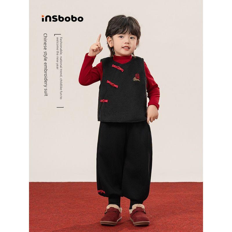 Boys' Traditional Chinese Clothing Set, Children's Clothing, One-Year-Old Baby Boy's New Year Red Hanfu, New Style New Year Winter Outfit