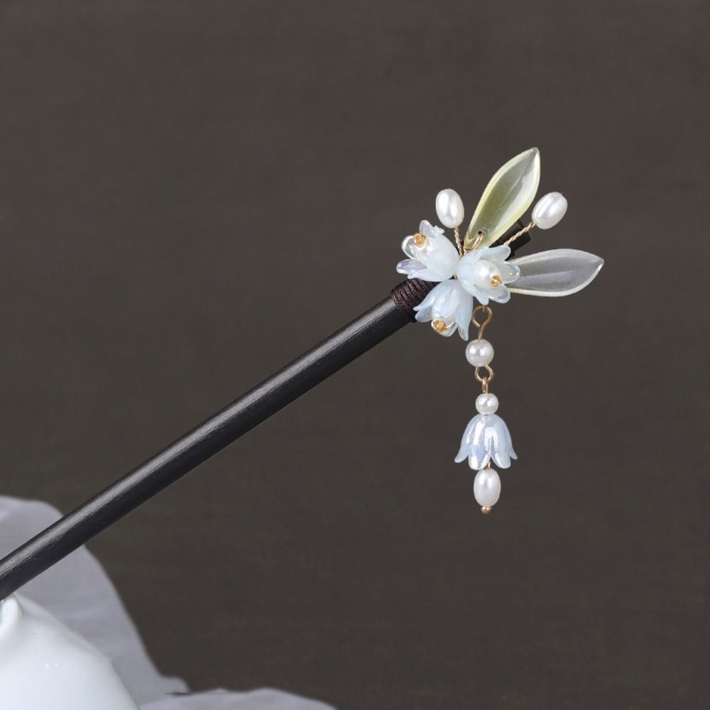 Tassel Flower Hair Stick Wood Hanfu Hair Stick Headpieces Pearl Hair Stick Party
