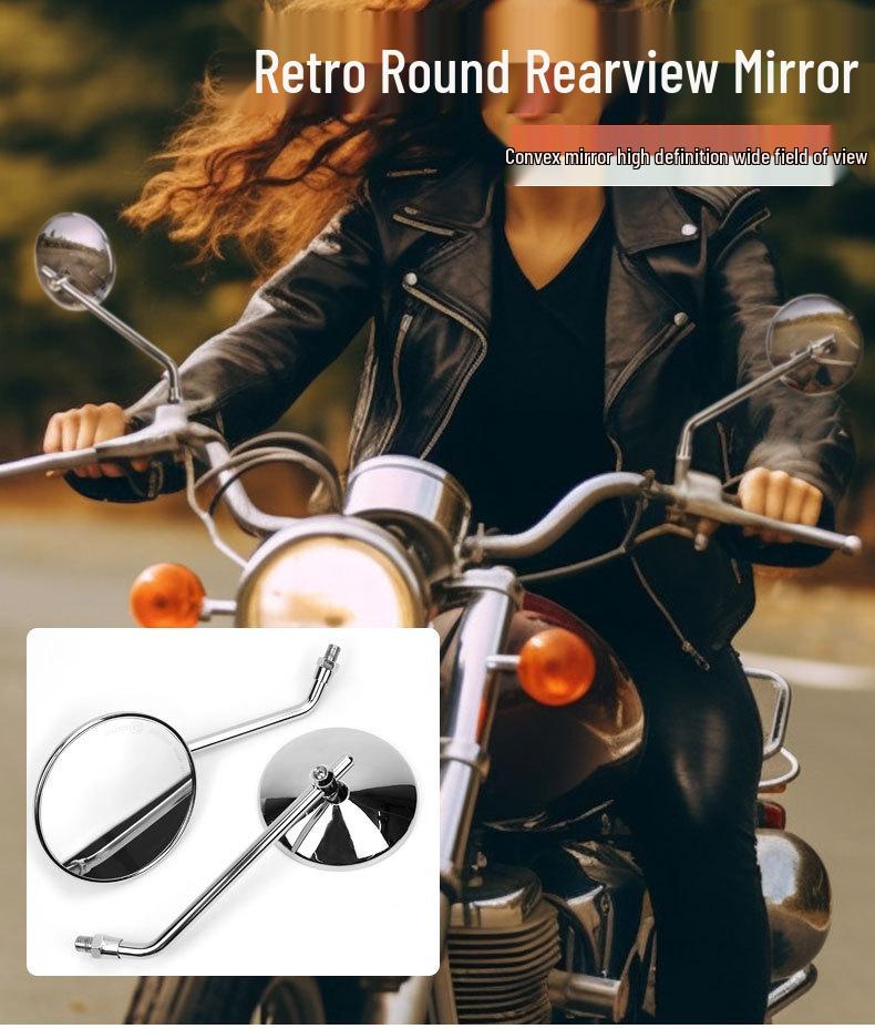 Compact Round Rearview Mirror for Electric Motorcycles and Scooters - Fits Niu, No. 9, Yadea, Emma Models
