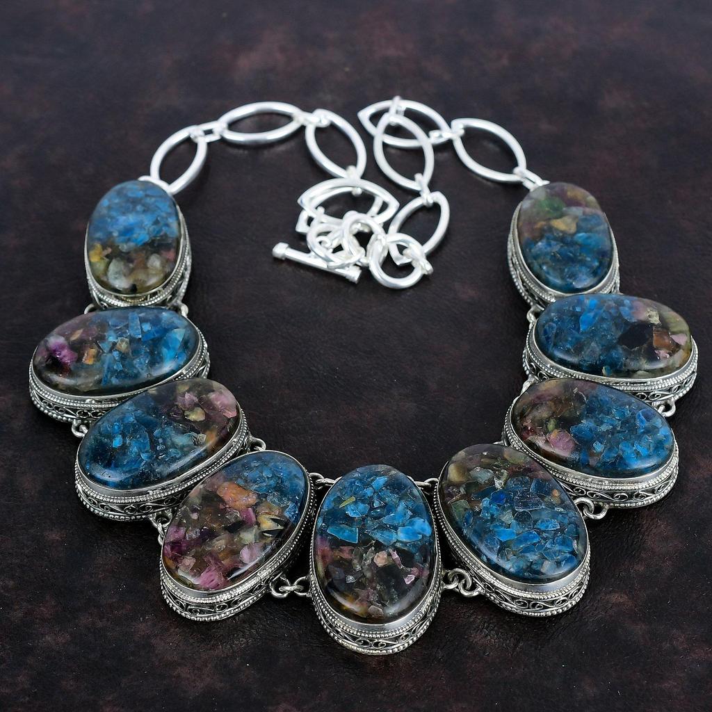 Copper Watermelon Tourmaline Necklace 925 Sterling Silver Necklace Vintage Necklace Gemstone Jewelry Adjustable Chain Necklace Gifts For Her