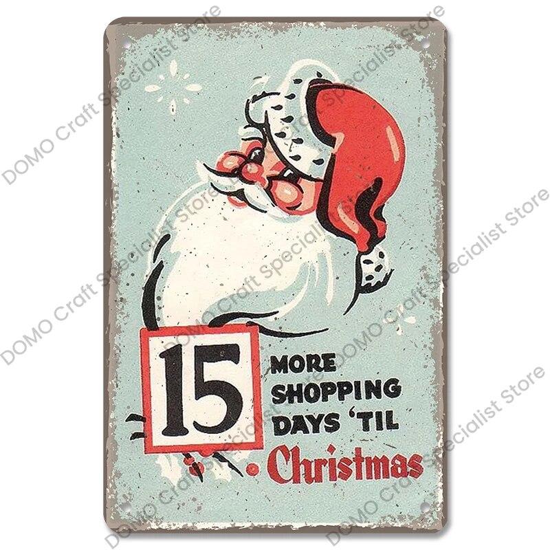 Christmas Tree Bells Santa Claus Poster Vintage Metal Tin Signs Merry Christmas Retro Metal Plate Cafe Bar Pub Home Wall Decor