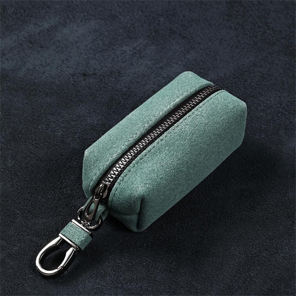 Портативный брелок для ключей для мужчин и женщин, вместительный чехол для ключей с двойной молнией, замшевый кожаный чехол для ключей, кошелек унисекс для монет
